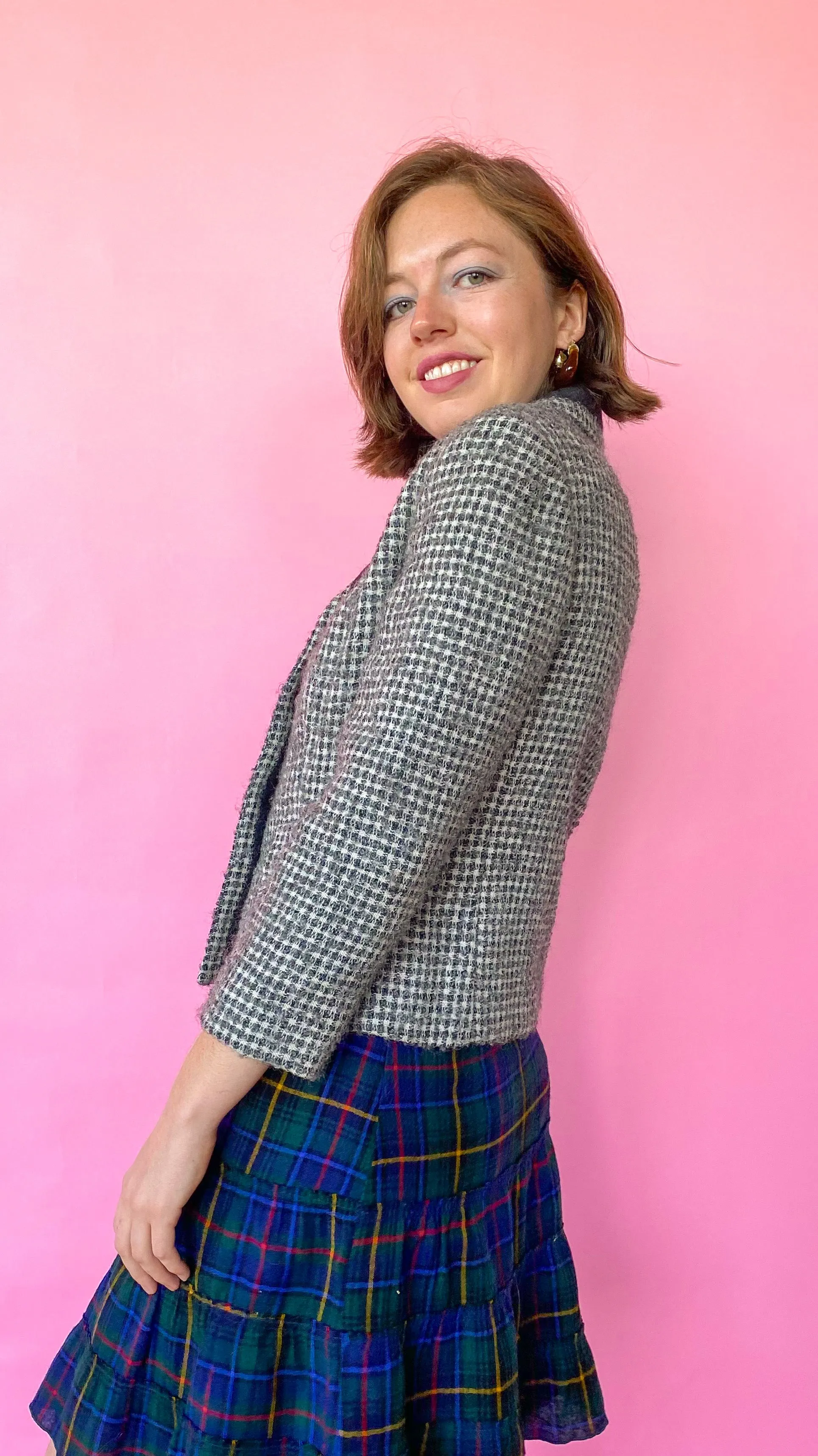 1950s Gray Tweed Jacket, sz. S/M