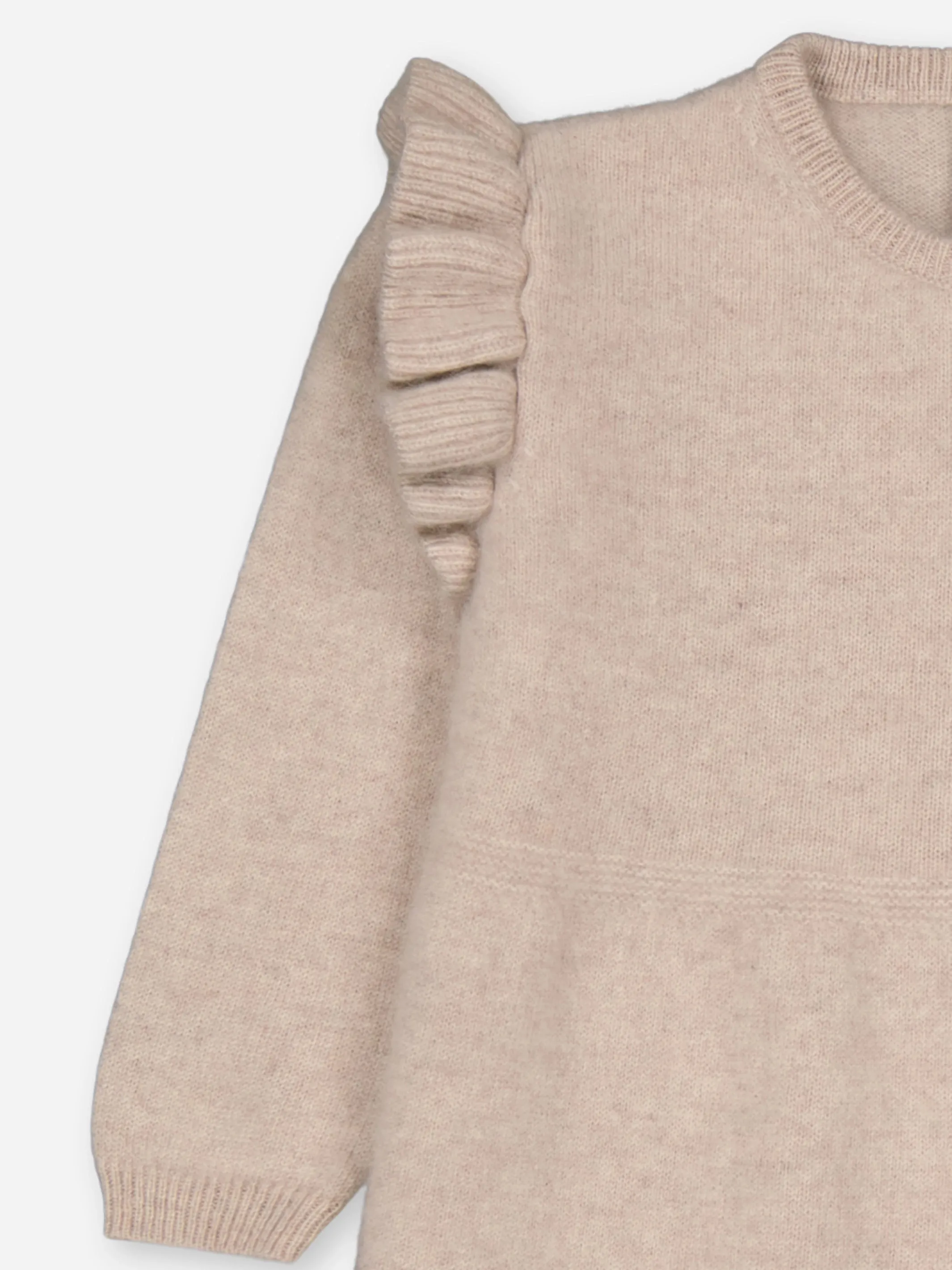 BABY RUFFLED DRESS BEIGE