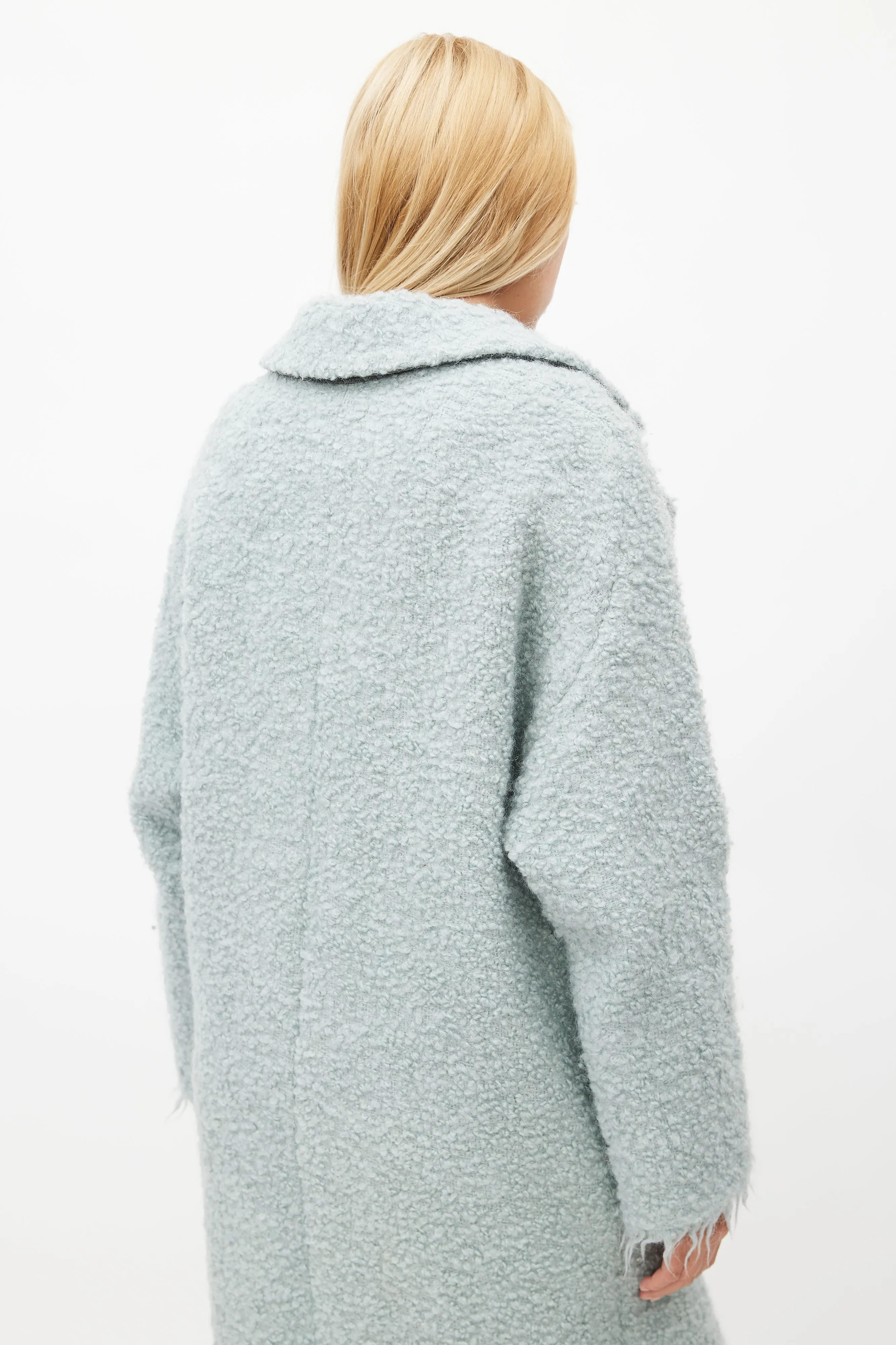Blue Wool Boucle Coat