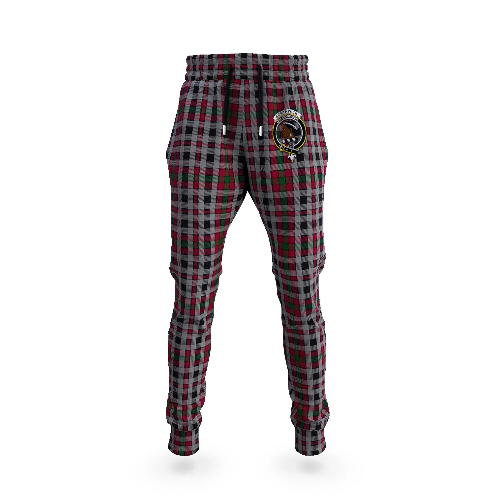 Borthwick Tartan Joggers Pants with Family Crest