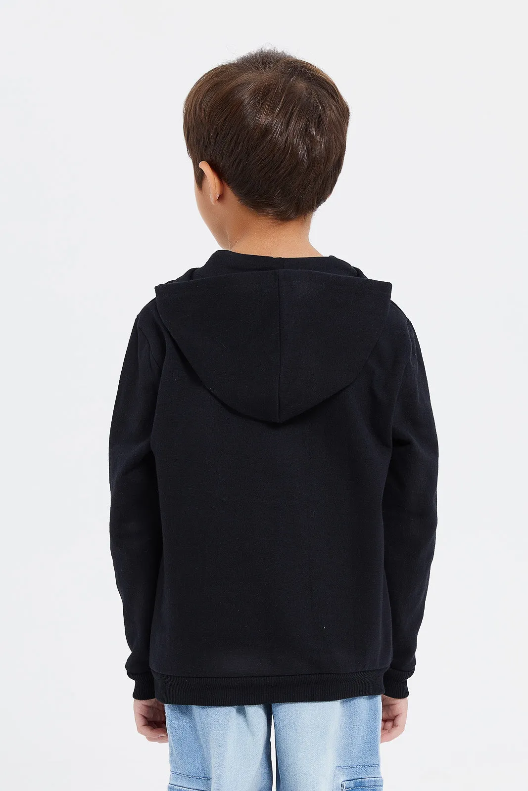 Boys Black Spider Man Hooded Sweatshirt