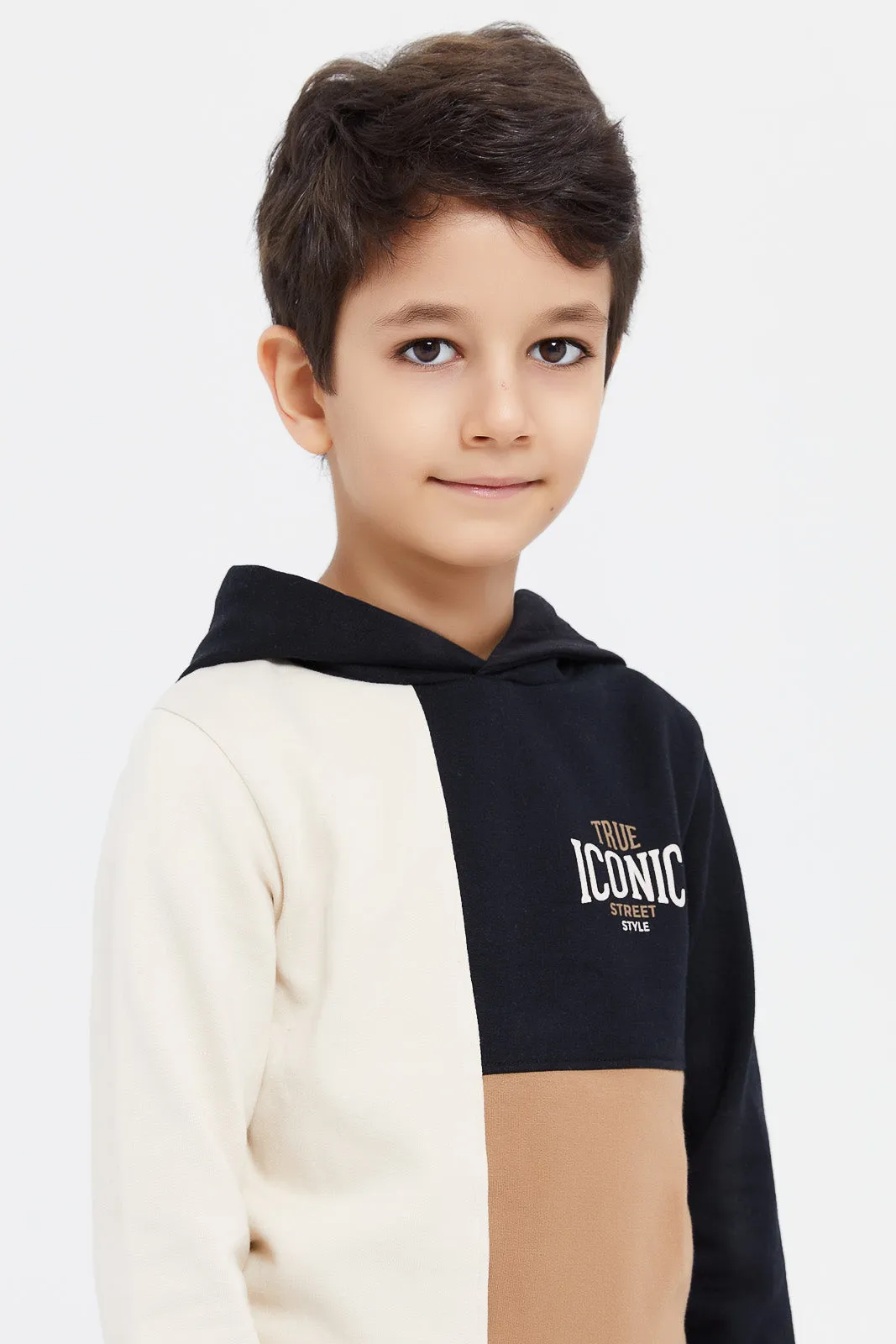 Boys Multicolour Colour Block Hooded Sweatshirt