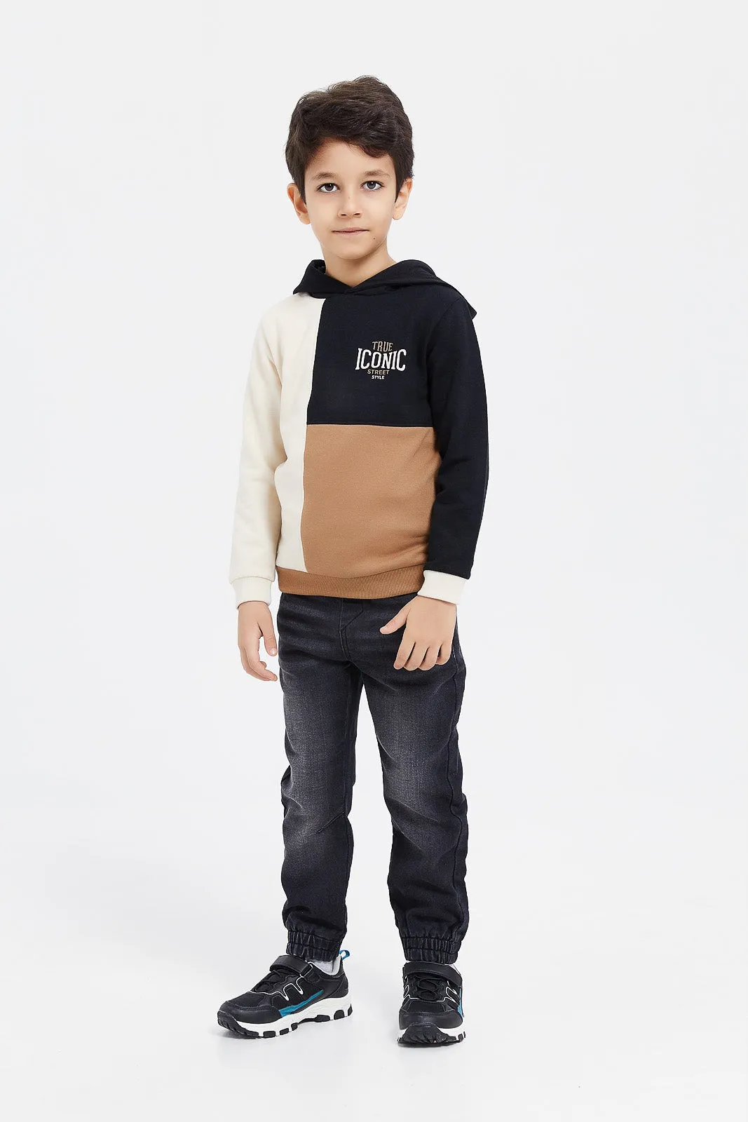 Boys Multicolour Colour Block Hooded Sweatshirt