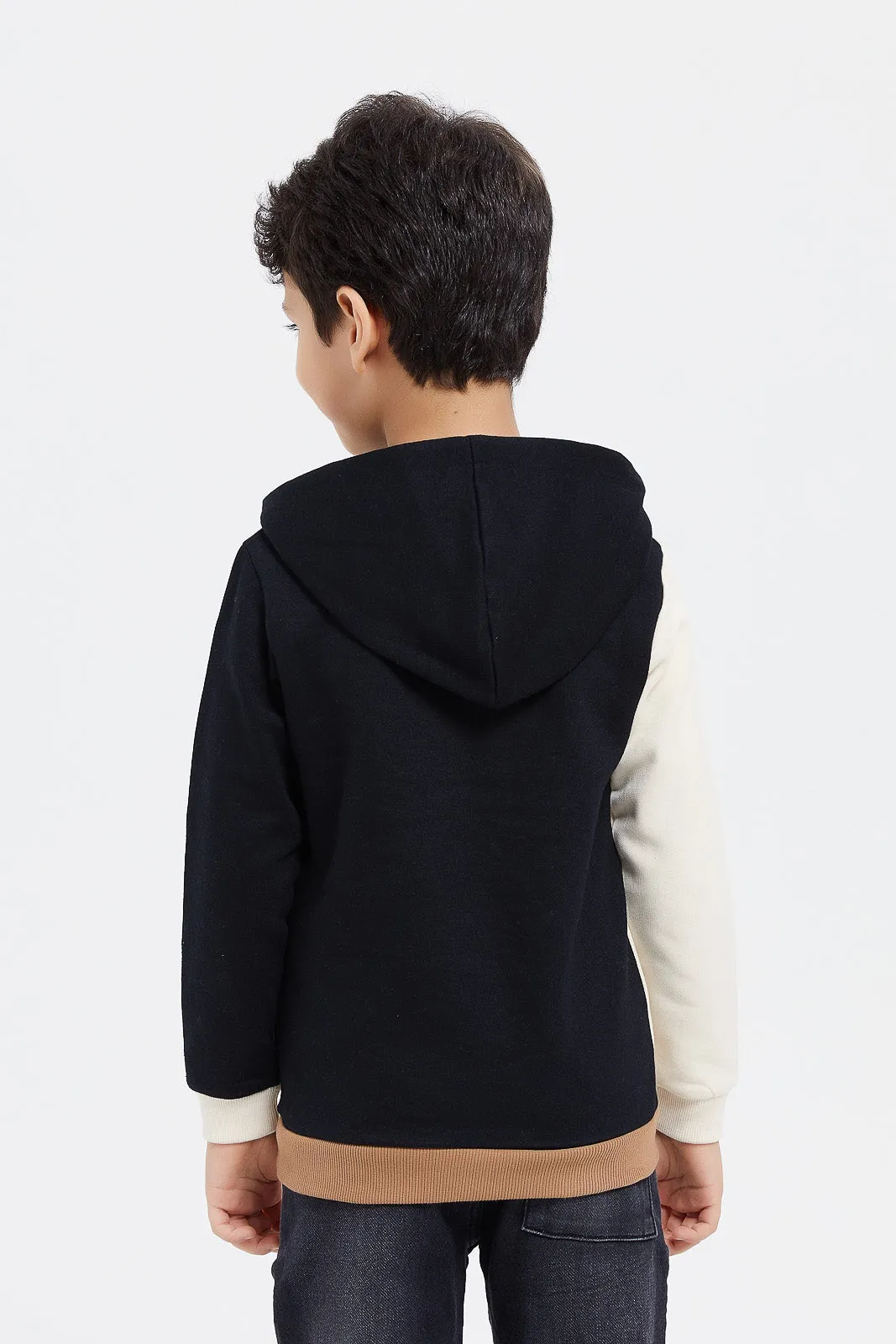 Boys Multicolour Colour Block Hooded Sweatshirt