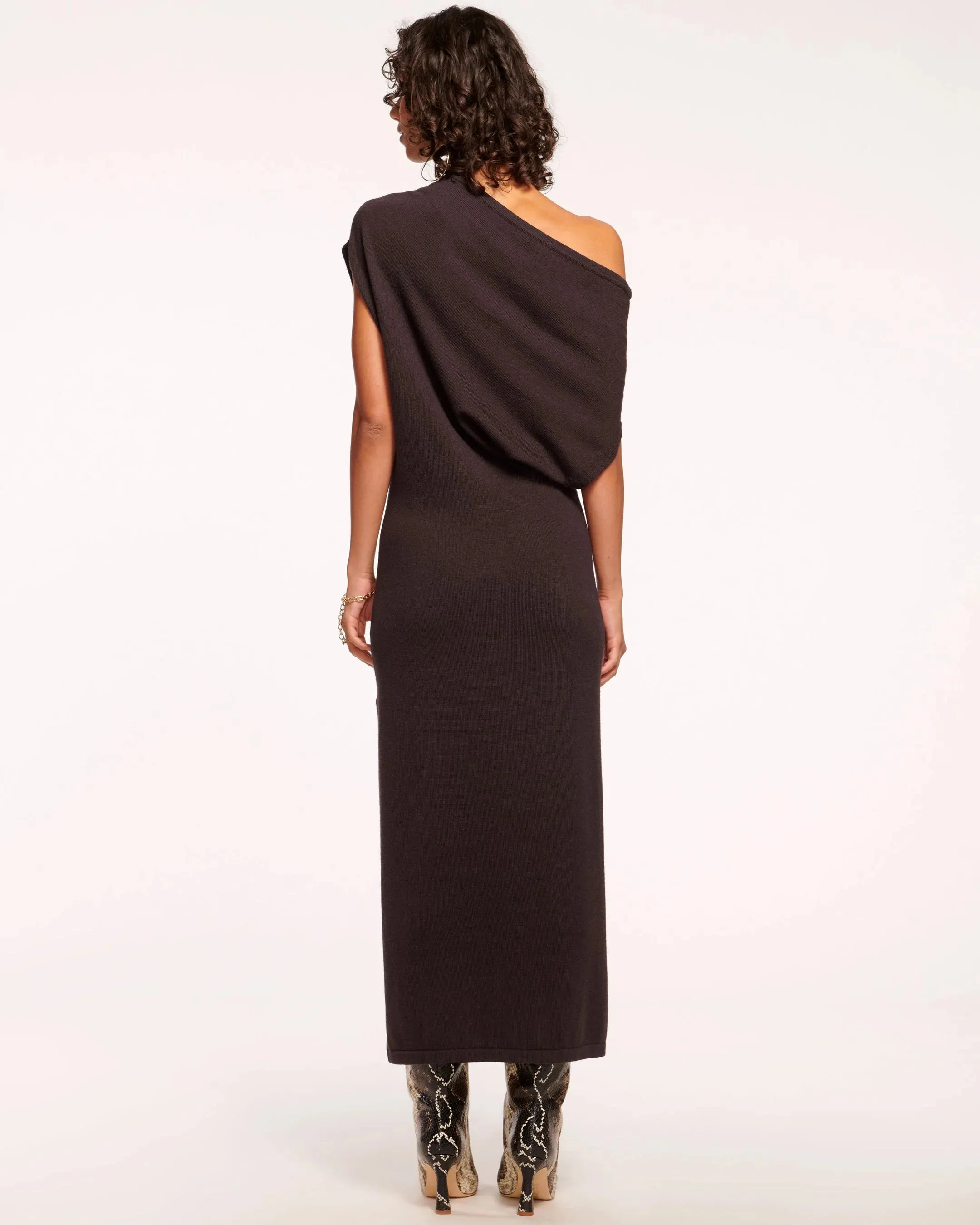 Chet Wool Off-the-Shoulder Sweater Dress | Desert Brown