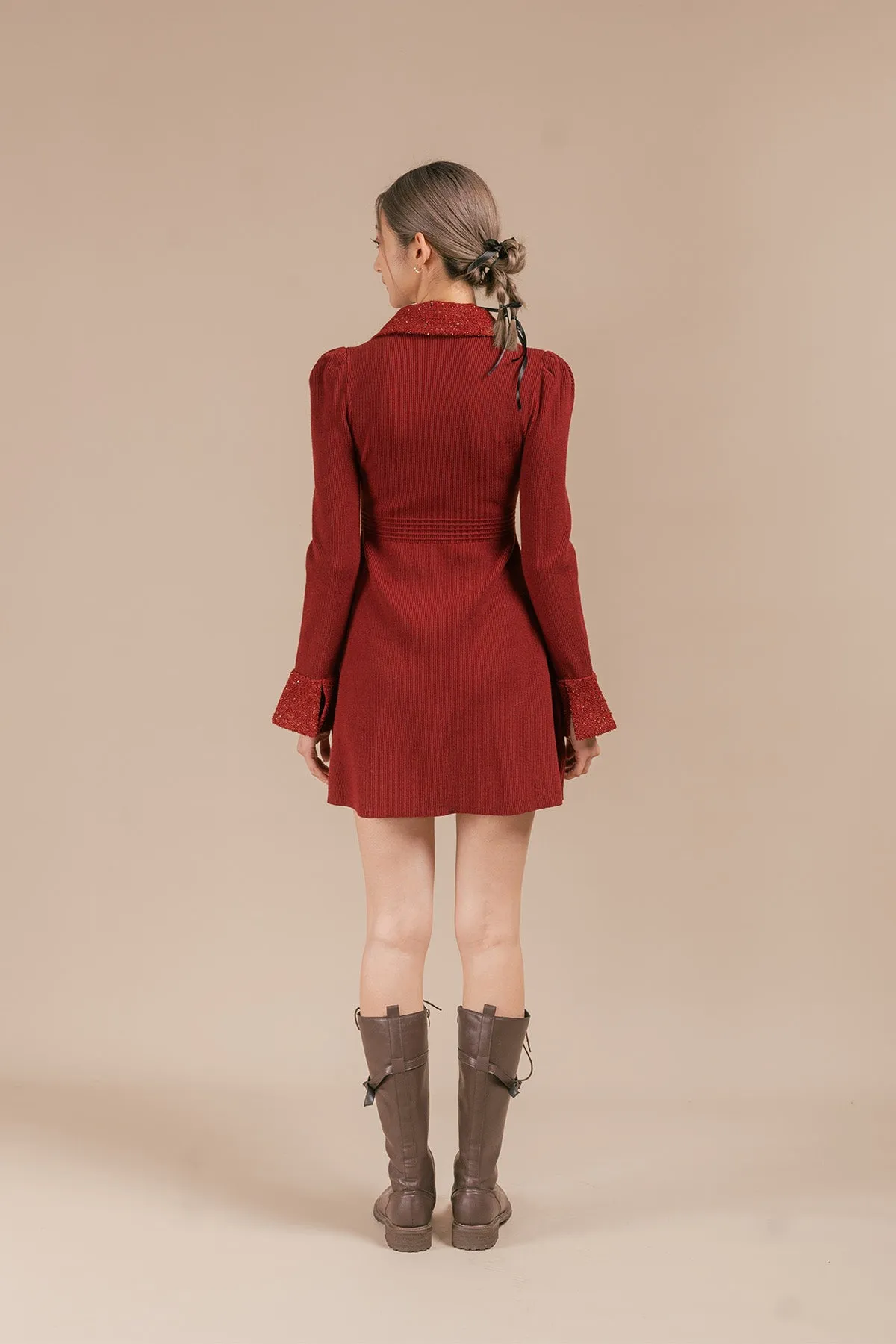 Elrinno Glitter Ribbed Short Dress