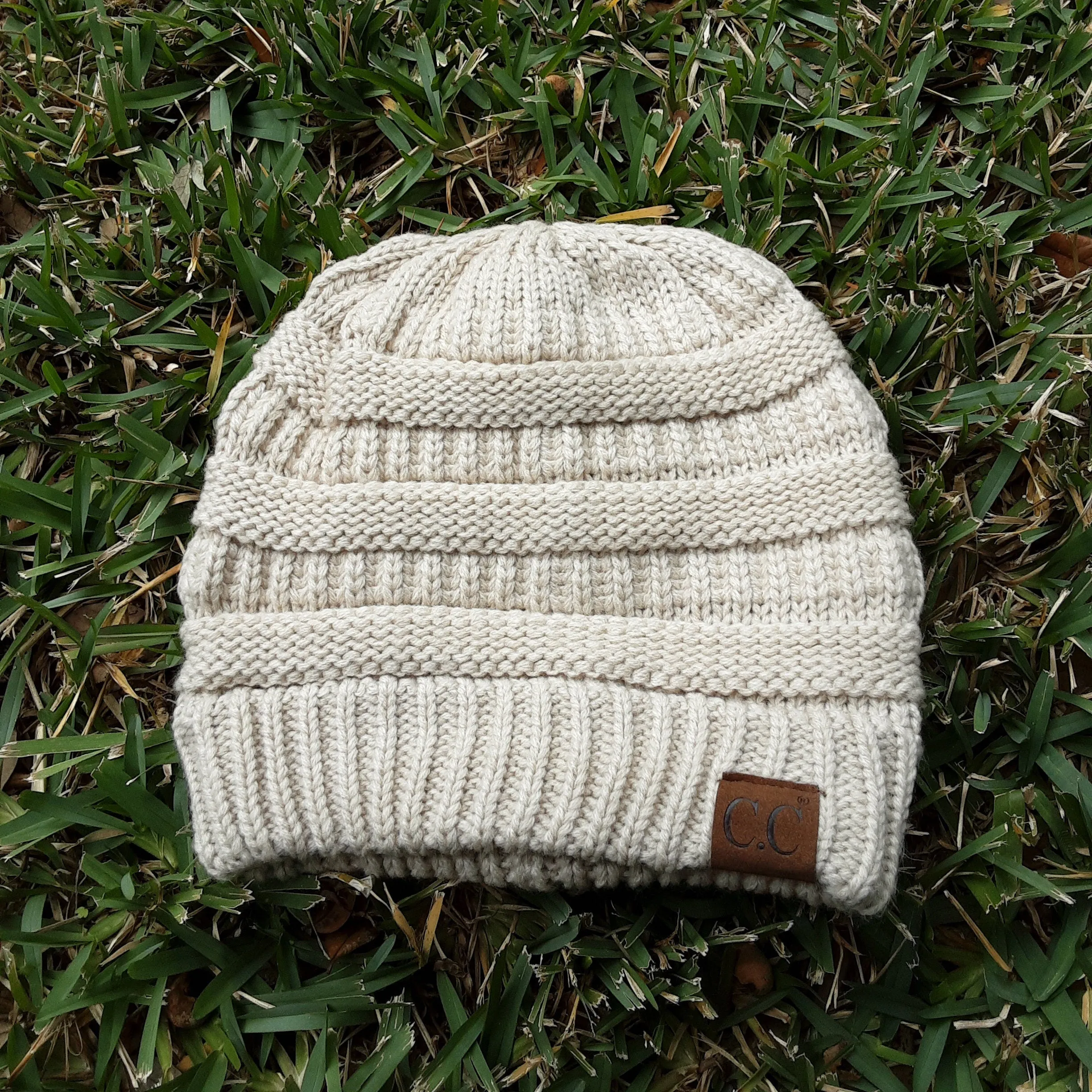 Embroidery Mardi Gras Fleur De Lis Cable Knit Beanie Hat