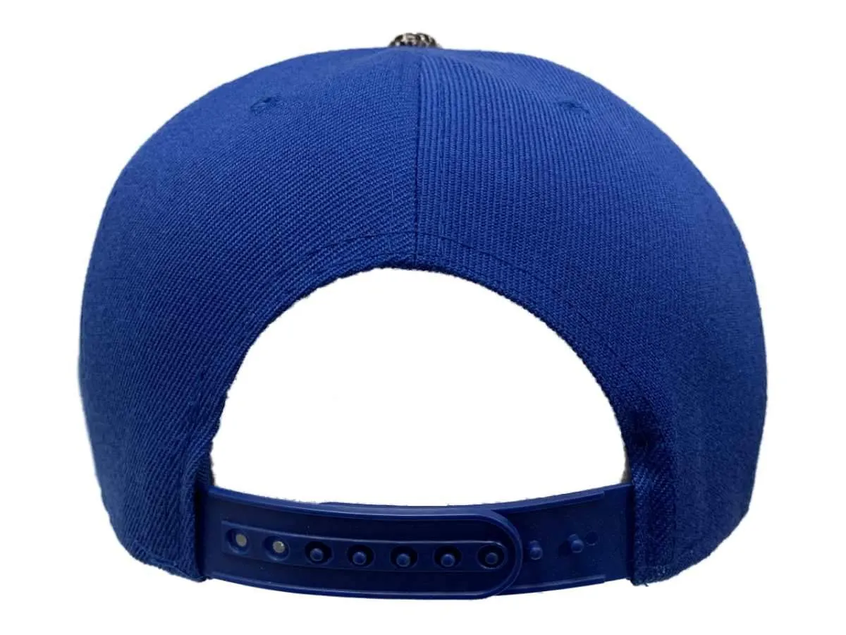 Famous XM Blue & Black Faux Snakeskin Structured Adj. Snapback Flat Bill Hat Cap