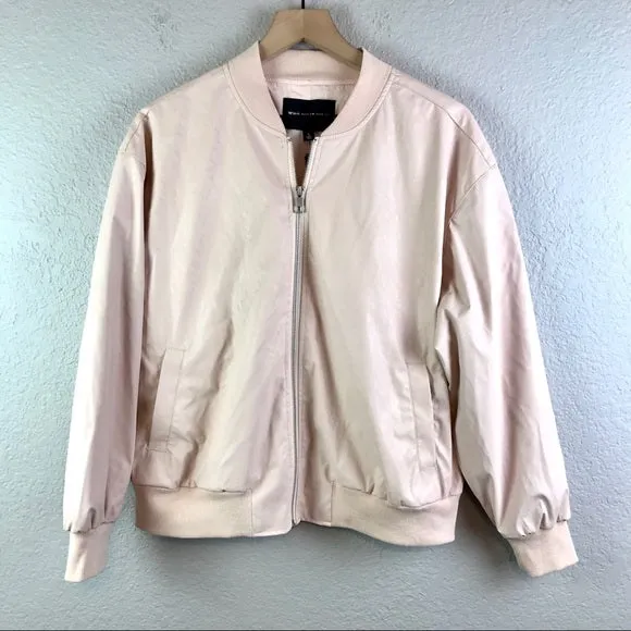 Faux Leather Bomber Jacket