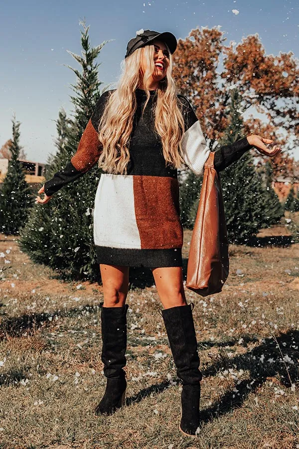 Hello, Harvard Colorblock Sweater Dress In Black