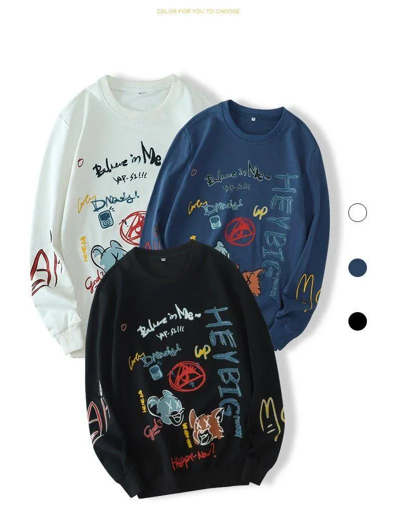 Hey Big Plus Size Graffiti Sweatshirt For Men