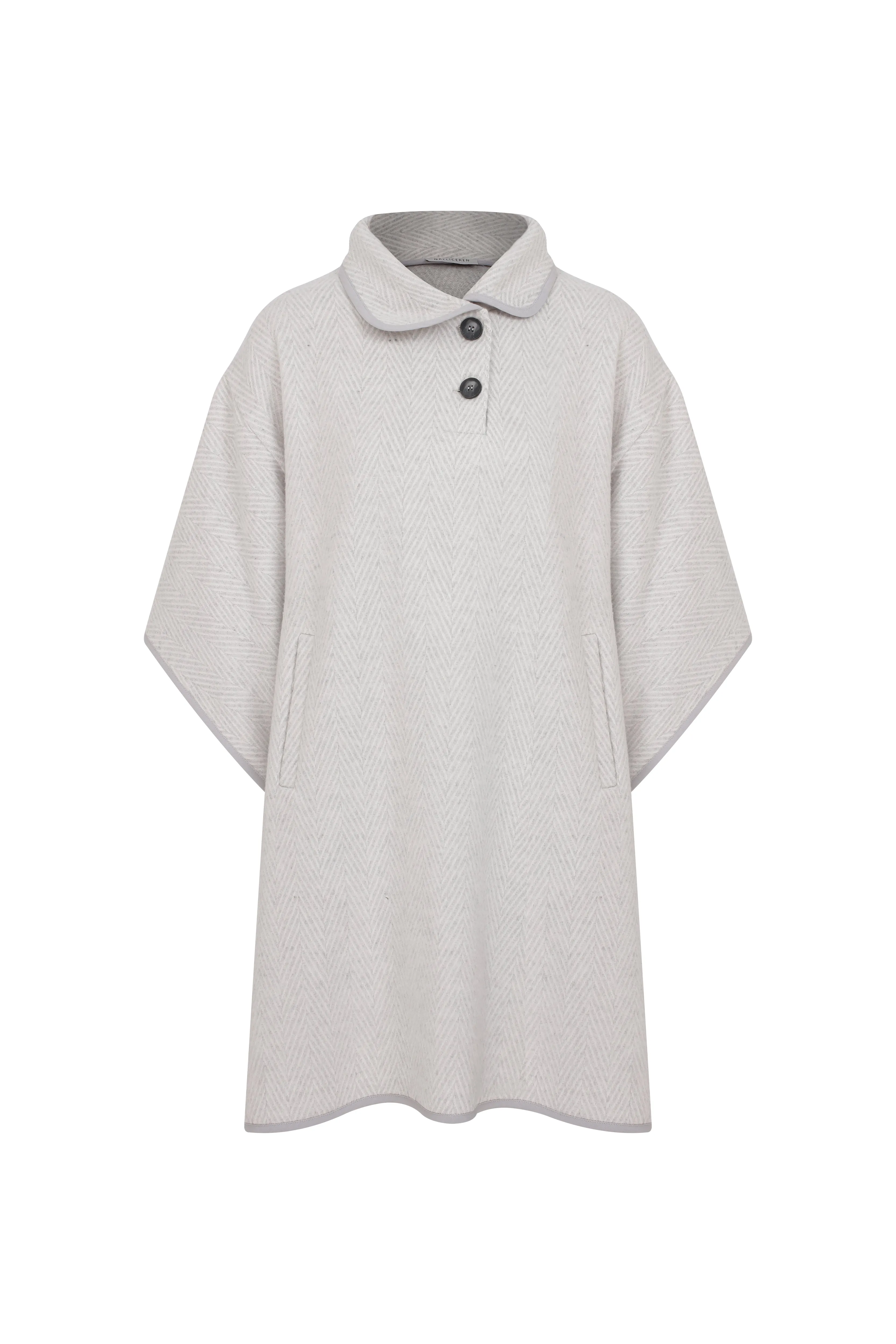 Jarine Wool Blend Poncho in Light Grey