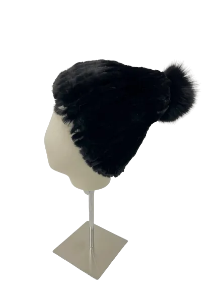KNITTED LAPIN BEANIE BLACK