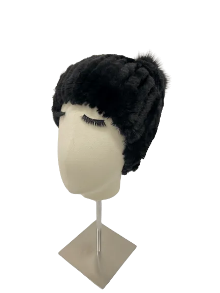 KNITTED LAPIN BEANIE BLACK