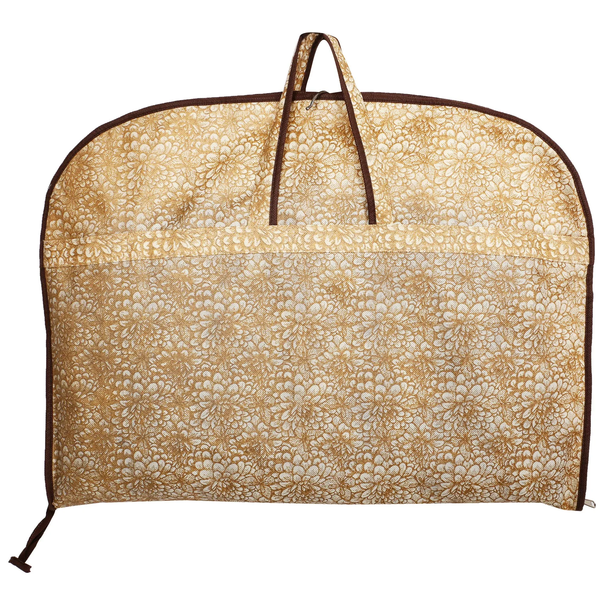 Kuber Industries Metalic Printed 3 Pieces Foldable Non Woven Men's Coat Blazer Cover (Golden Brown) -CTKTC041923