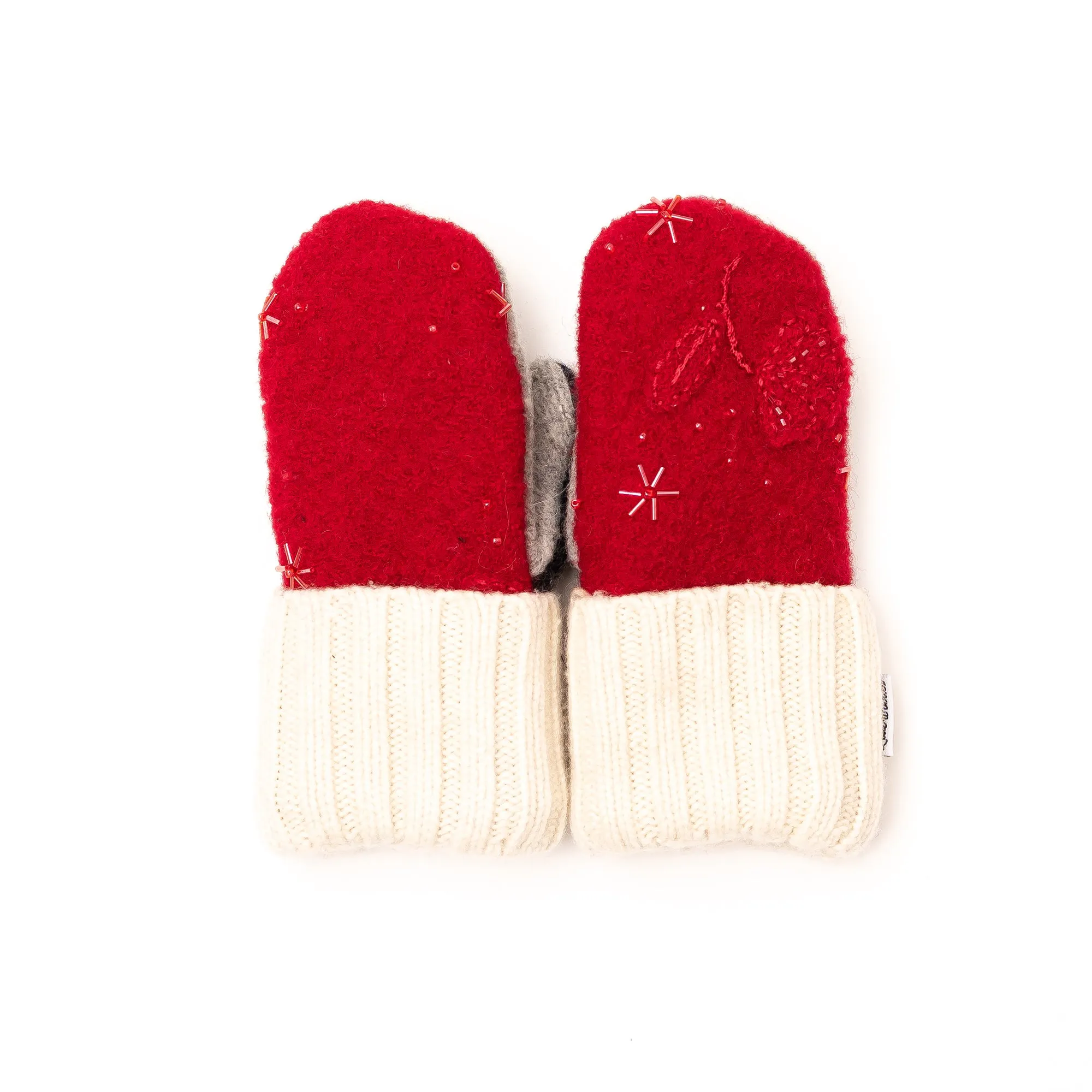 Large Kid's Wool Sweater Mittens | Sparkling Rubies