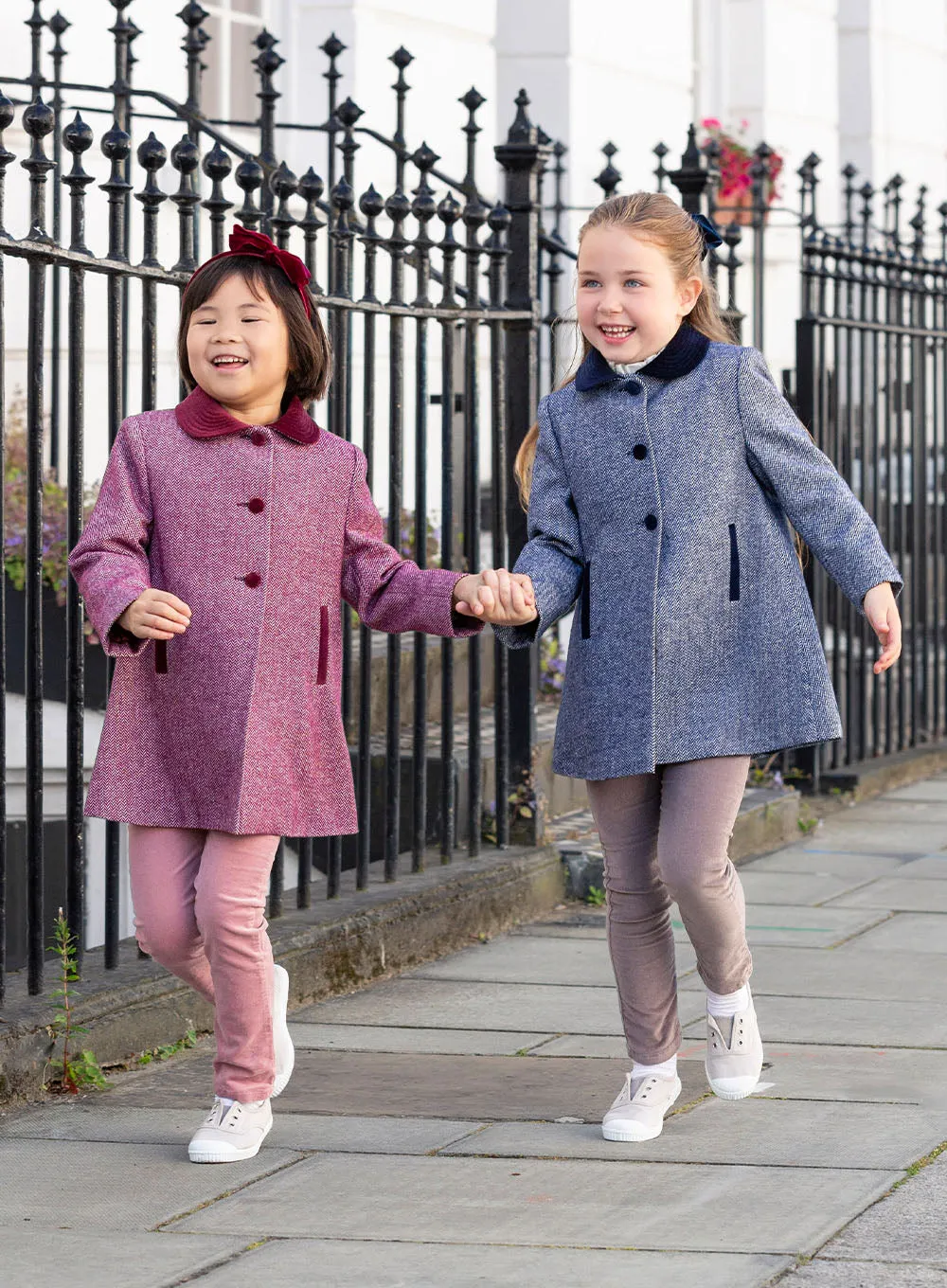 Matilda Swing Coat in Navy Herringbone