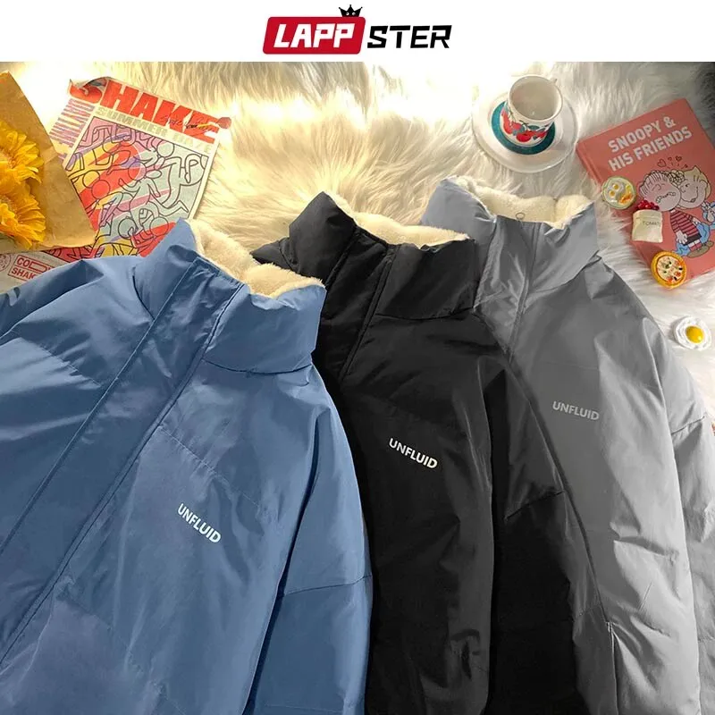 Men Fleece   Warm Parkas 2023 Mens Korean Fashion Streetwear Winter Jacket Japanese Style Vintage Bubble Coat