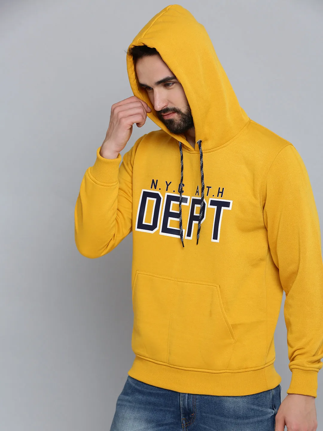 Men Yellow Solid Sweatshirt