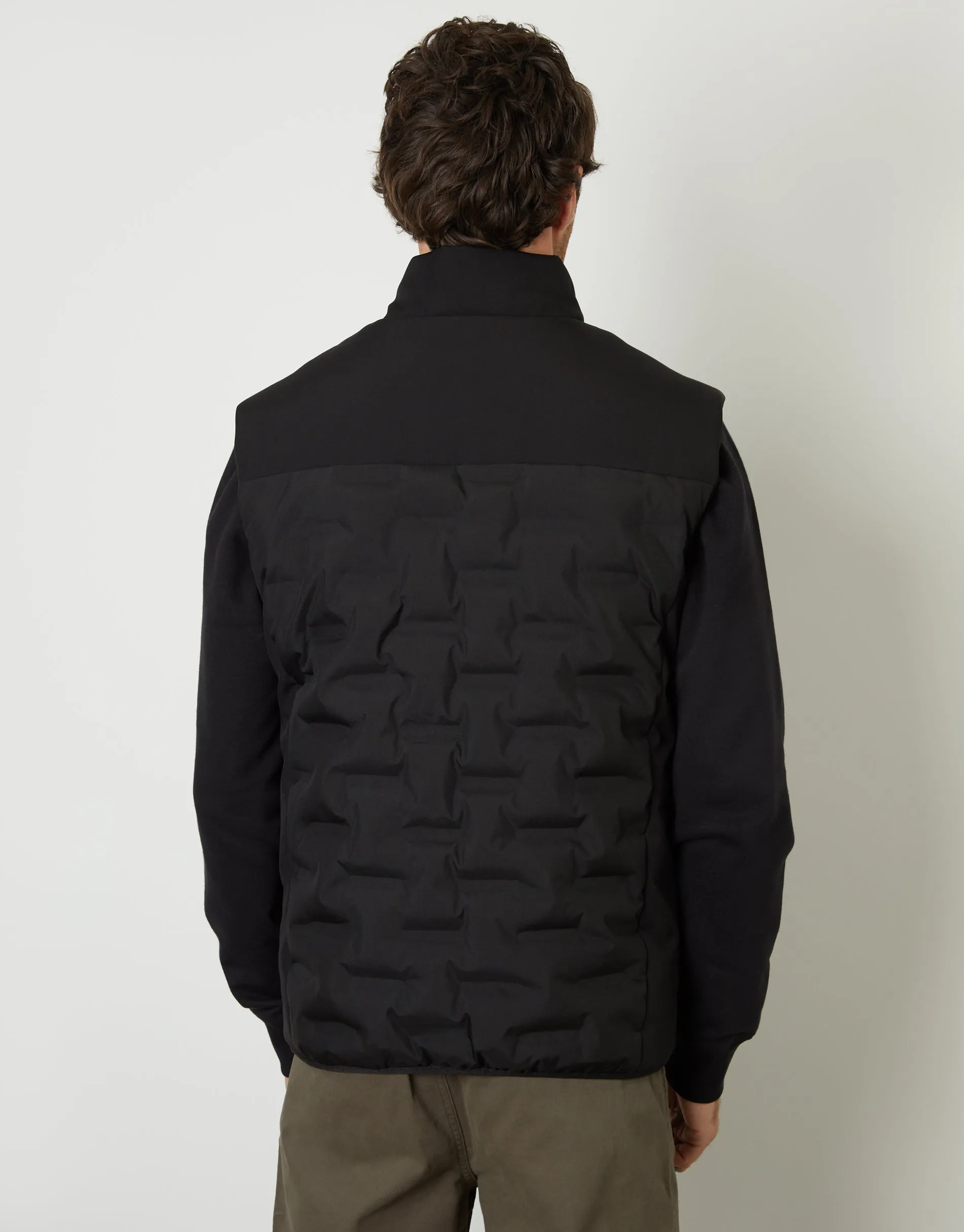 Men's Black Quilted Panel Funnel Neck Gilet