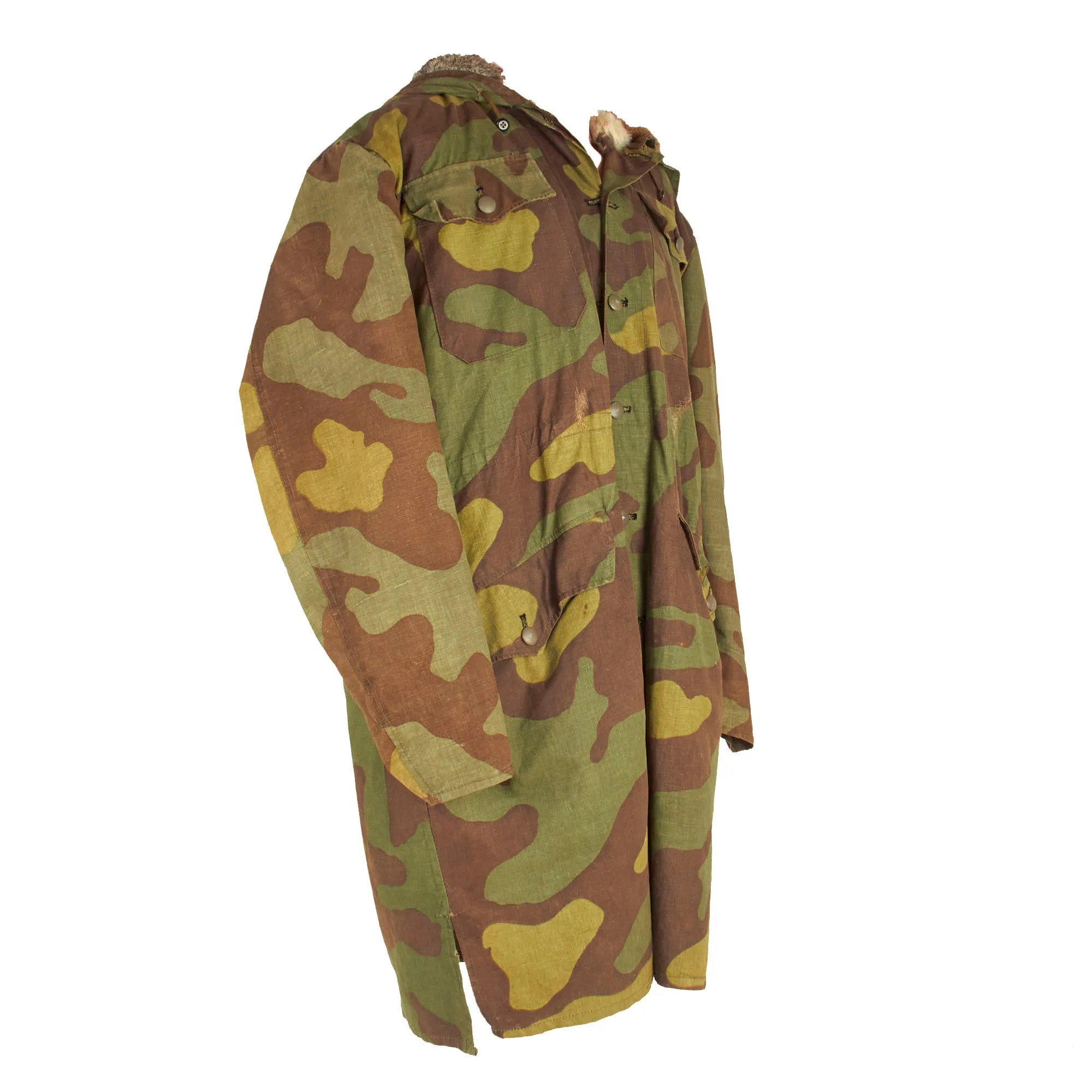 Original German WWII SS Italian Camouflage M1943 "Kharkov" Winter Uniform Parka - Rabbit Fur Lined
