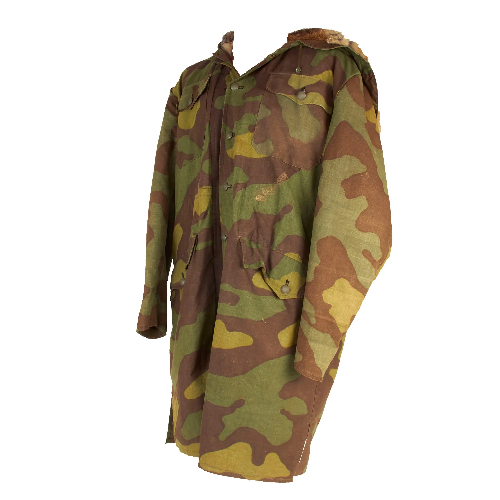 Original German WWII SS Italian Camouflage M1943 "Kharkov" Winter Uniform Parka - Rabbit Fur Lined