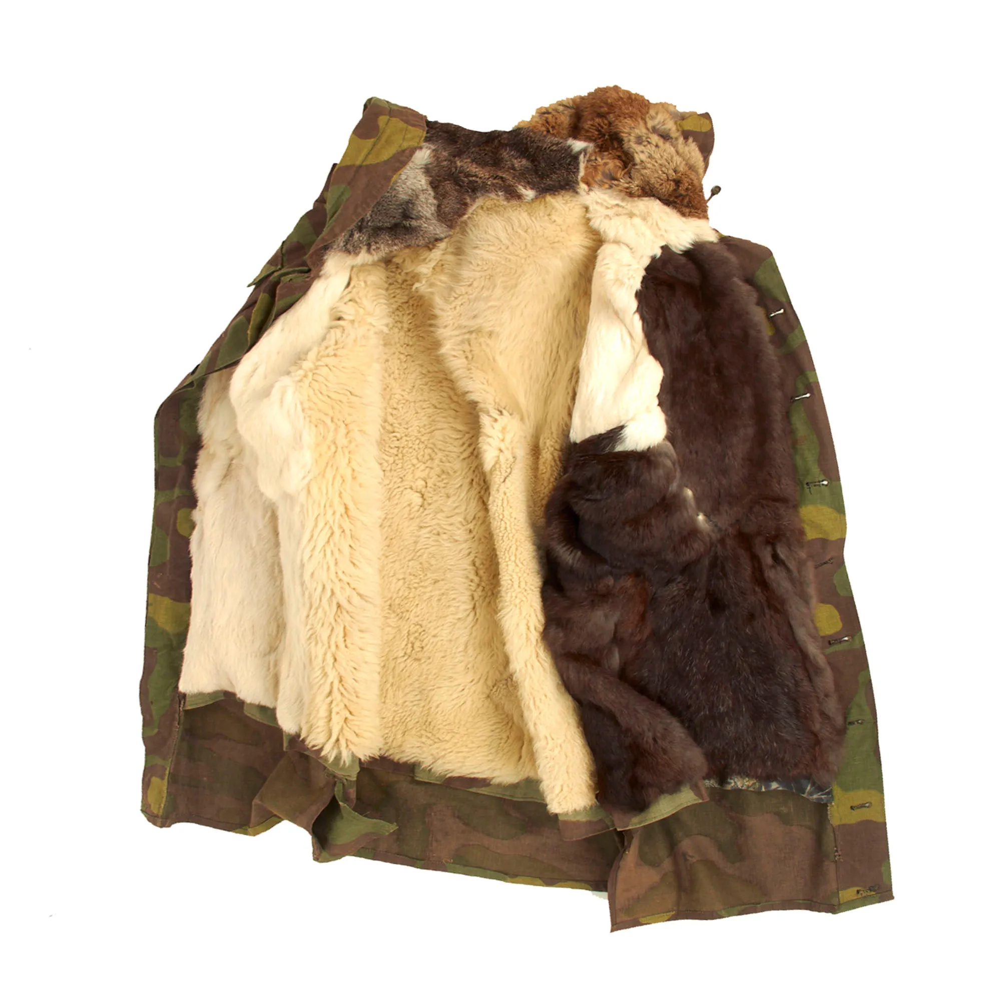 Original German WWII SS Italian Camouflage M1943 "Kharkov" Winter Uniform Parka - Rabbit Fur Lined