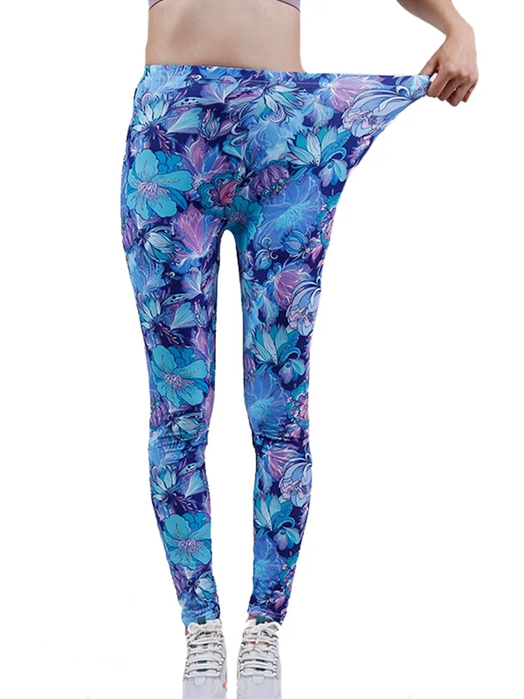Patterned Print Vintage Elastic Leggins - Square