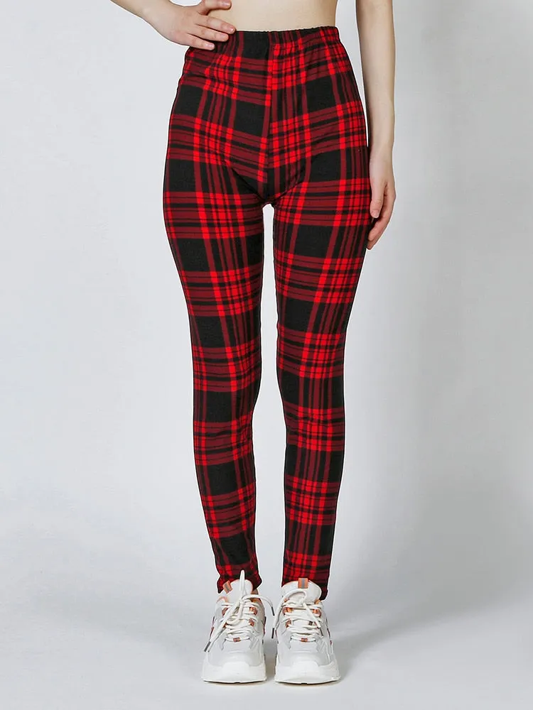 Patterned Print Vintage Elastic Leggins - Square