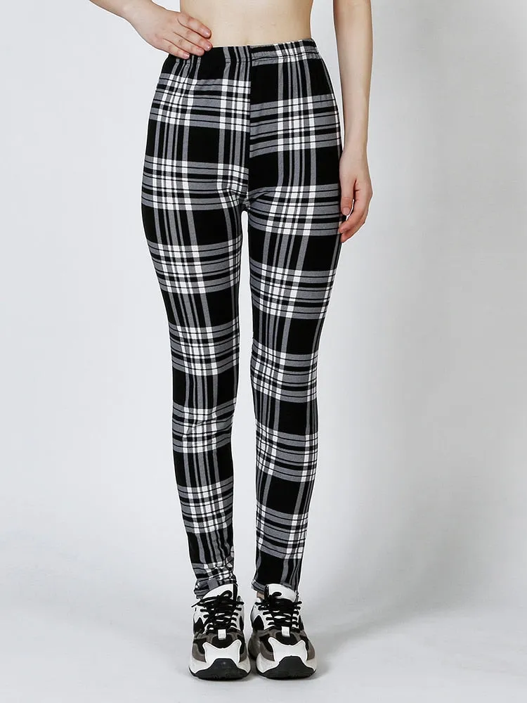 Patterned Print Vintage Elastic Leggins - Square
