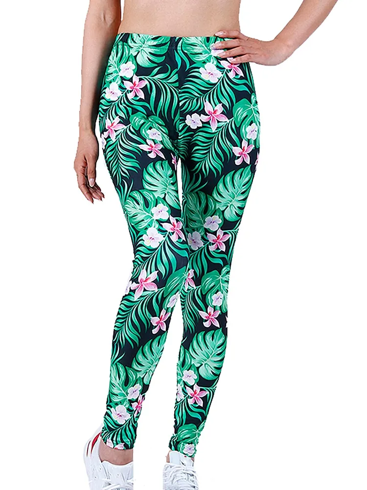 Patterned Print Vintage Elastic Leggins - Vintage