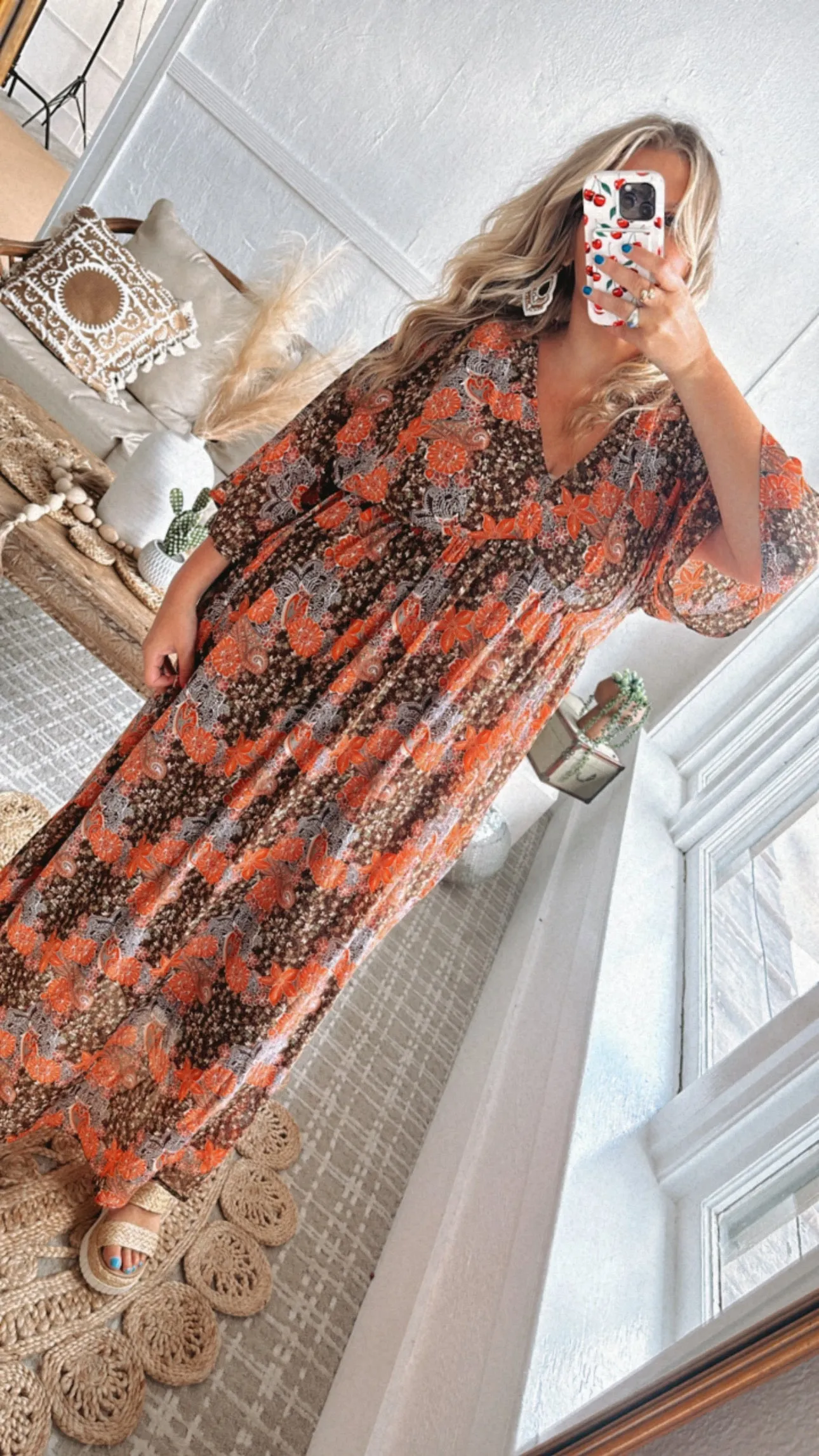 Payton Paisley Dress, Brown