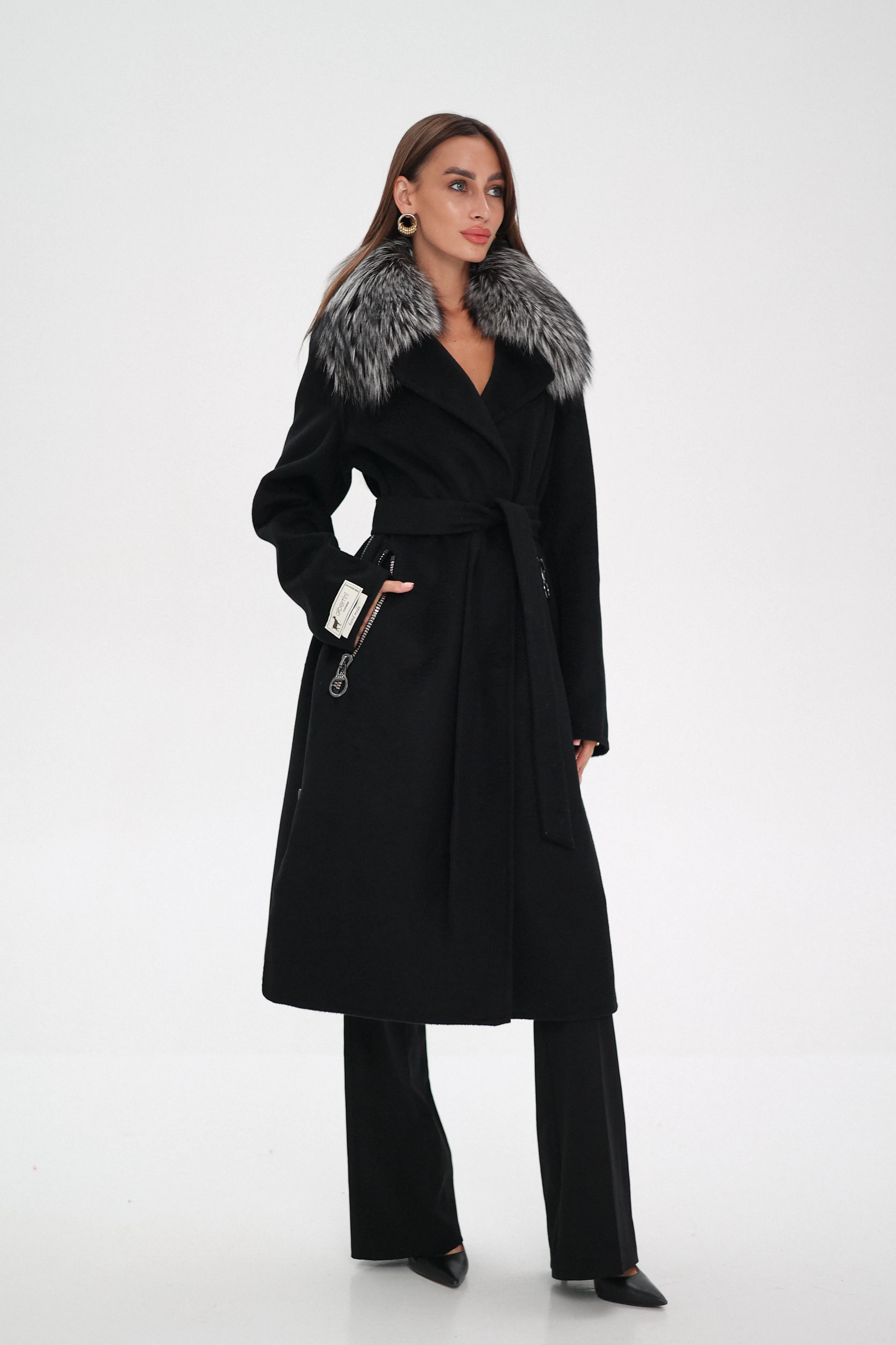 Saga®Furs Silver Fox Wool Alpaca Coat