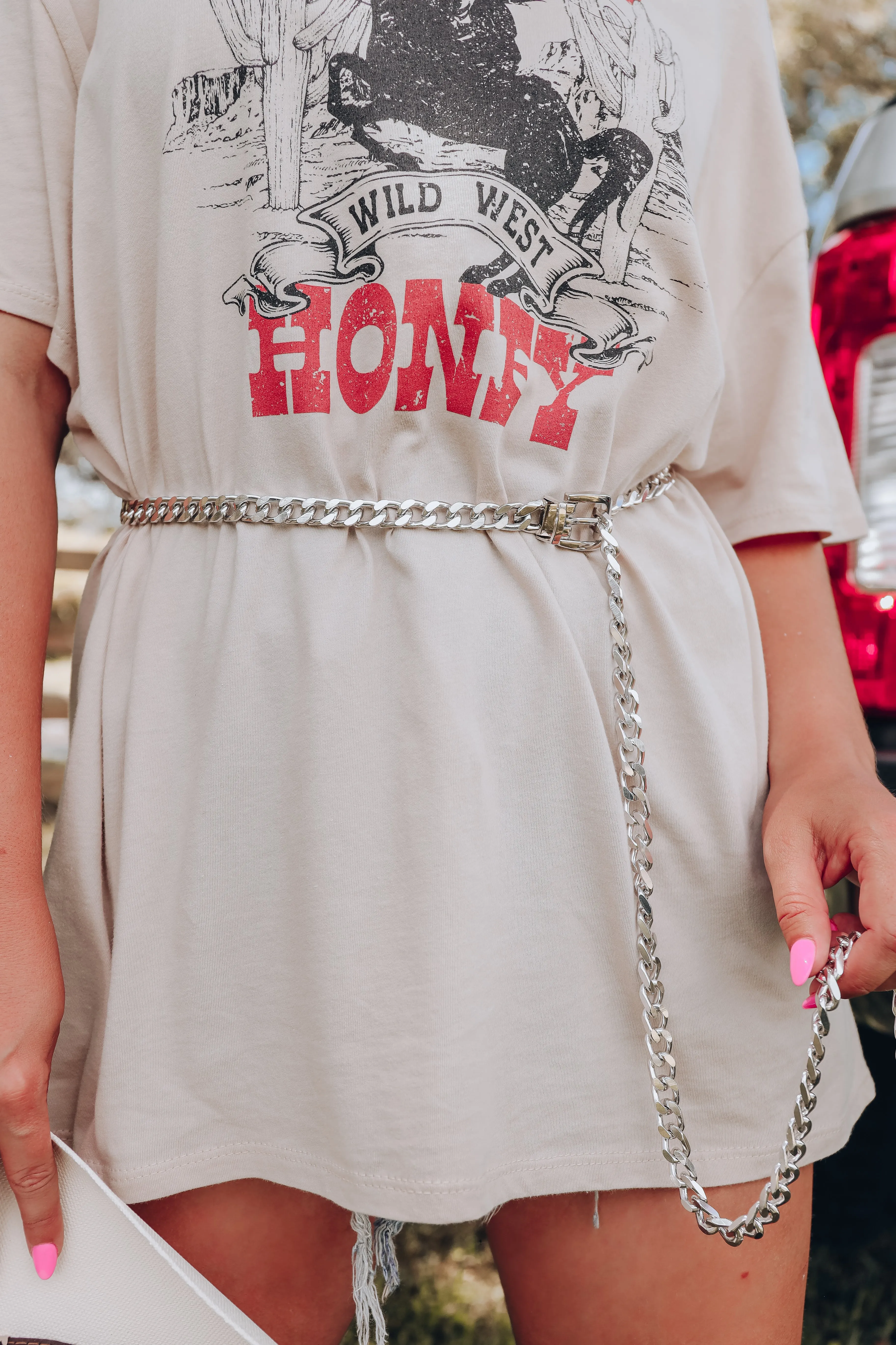 Silver Link Drop Chain Belt