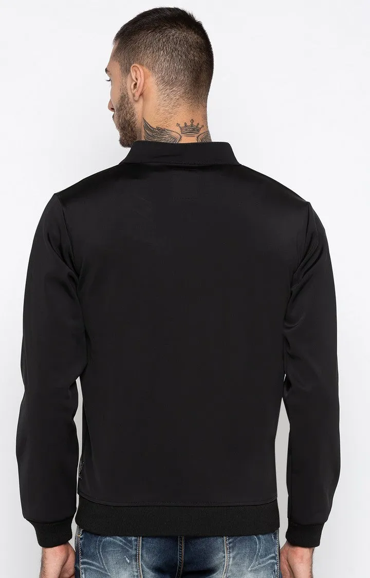 Spykar Men Black Solid Regular Fit Bomber Jacket