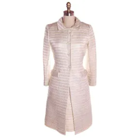 Vintage Suit/Dress &  Coat Gold/ SIlver Metallic Striped  1960s Size 8