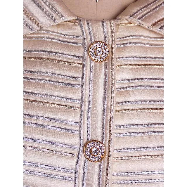 Vintage Suit/Dress &  Coat Gold/ SIlver Metallic Striped  1960s Size 8