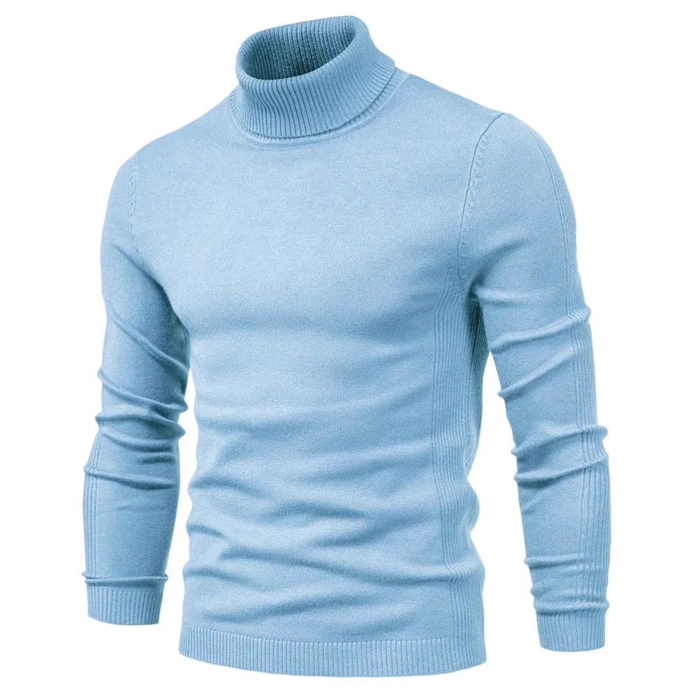 Winter Men Turtleneck Sweater Casual Solid Color Warm Pullover High Quality Slim High Neck Long Sleeve Sweater Men