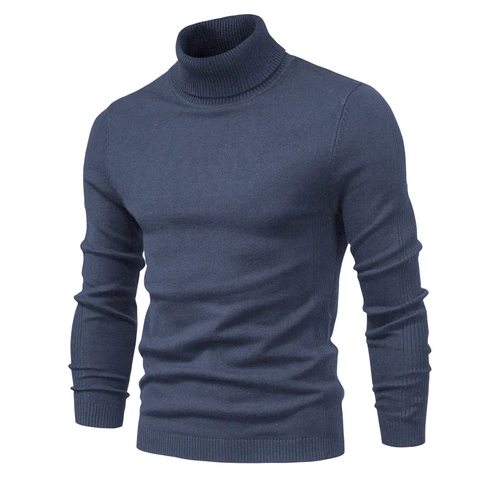 Winter Men Turtleneck Sweater Casual Solid Color Warm Pullover High Quality Slim High Neck Long Sleeve Sweater Men