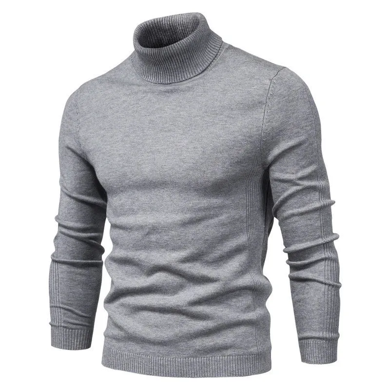 Winter Men Turtleneck Sweater Casual Solid Color Warm Pullover High Quality Slim High Neck Long Sleeve Sweater Men