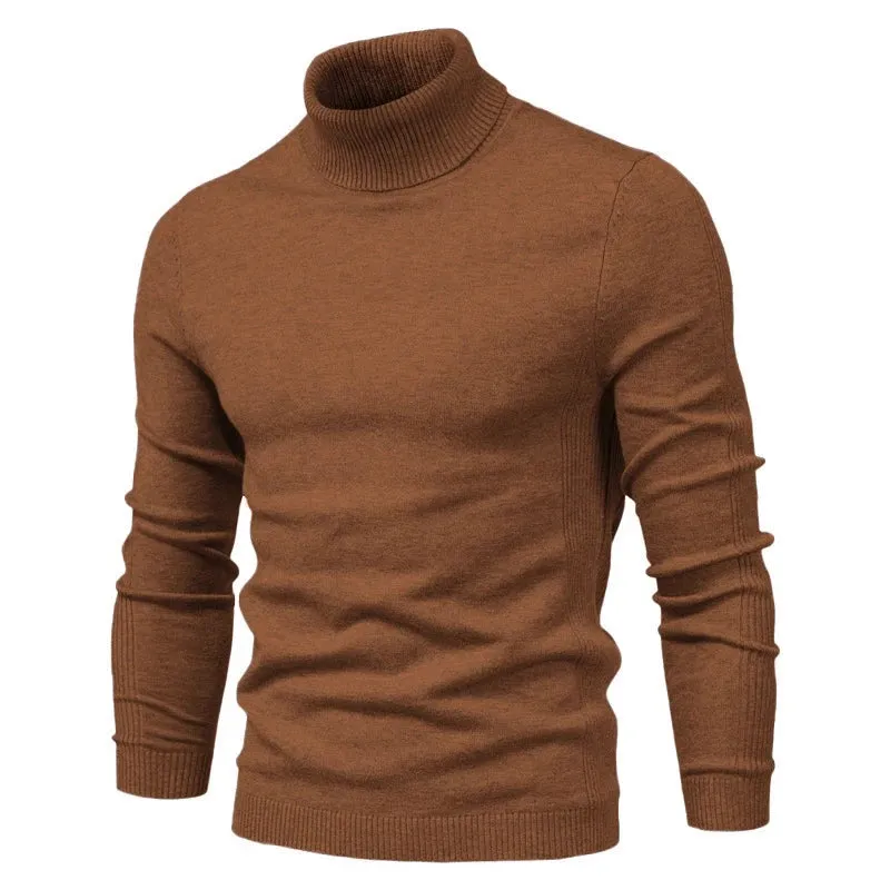 Winter Men Turtleneck Sweater Casual Solid Color Warm Pullover High Quality Slim High Neck Long Sleeve Sweater Men