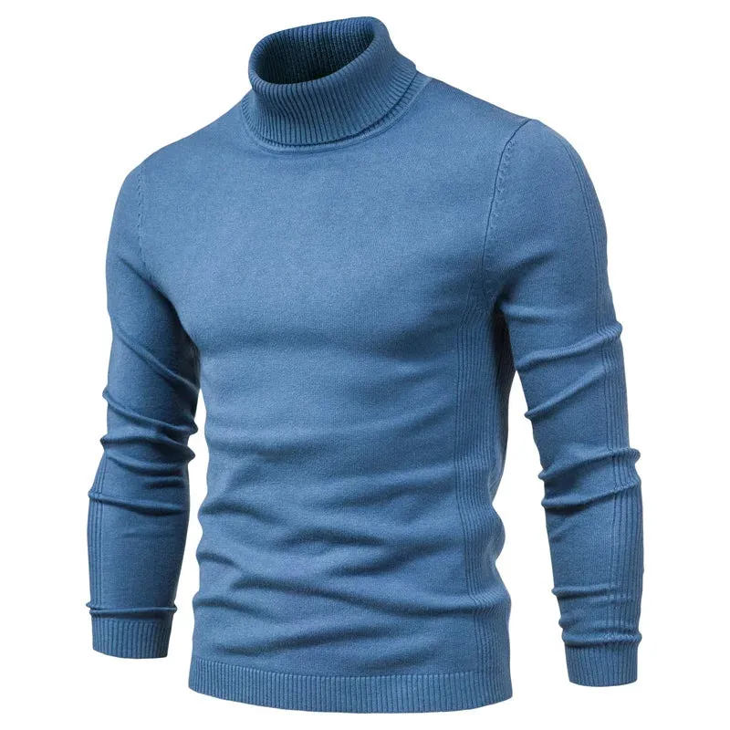 Winter Men Turtleneck Sweater Casual Solid Color Warm Pullover High Quality Slim High Neck Long Sleeve Sweater Men