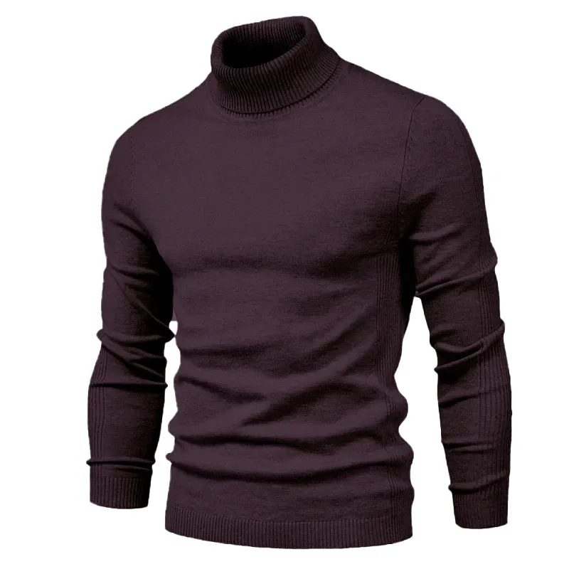 Winter Men Turtleneck Sweater Casual Solid Color Warm Pullover High Quality Slim High Neck Long Sleeve Sweater Men