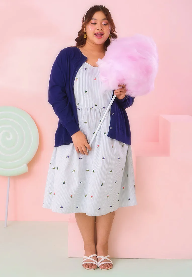Wisteria Embroidery Camisole Stripe Dress