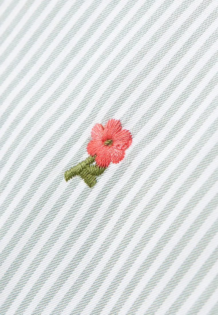 Wisteria Embroidery Camisole Stripe Dress