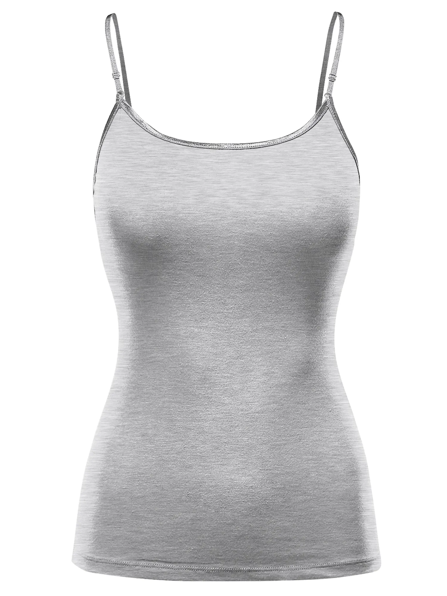 Women's Basic Solid Camisole Adjustable Spaghetti Strap Top (FWT1008)