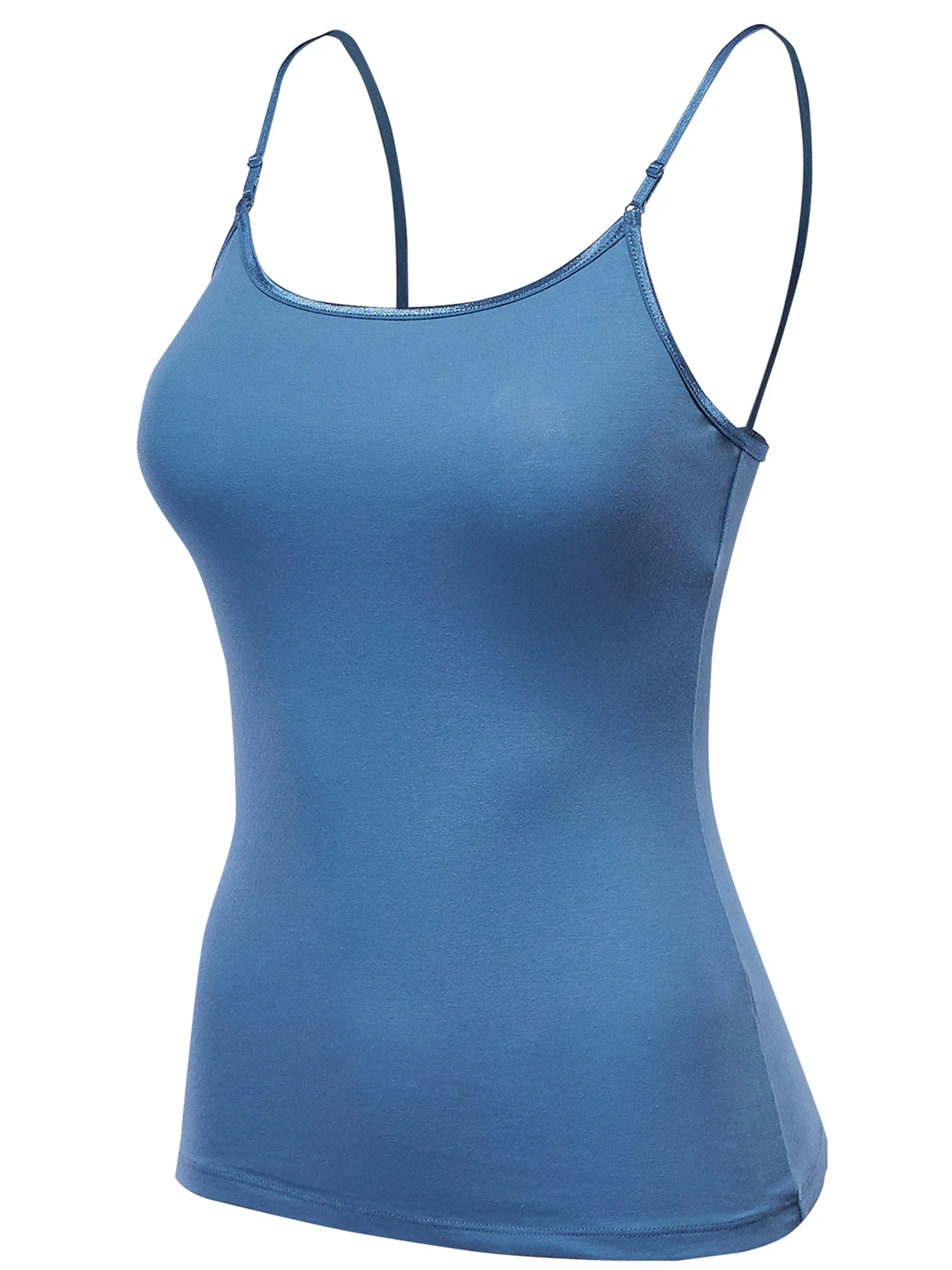 Women's Basic Solid Camisole Adjustable Spaghetti Strap Top (FWT1008)