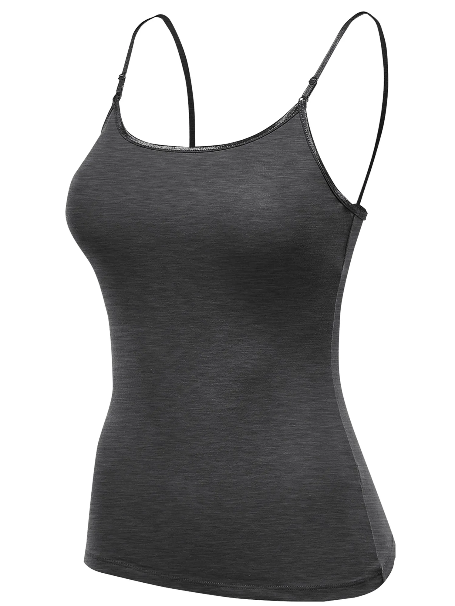 Women's Basic Solid Camisole Adjustable Spaghetti Strap Top (FWT1008)