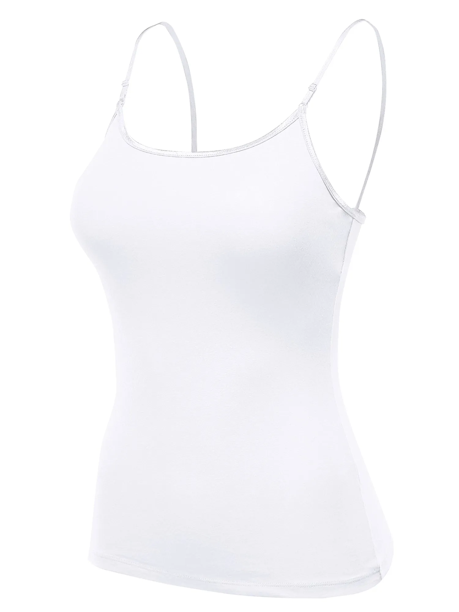 Women's Basic Solid Camisole Adjustable Spaghetti Strap Top (FWT1008)