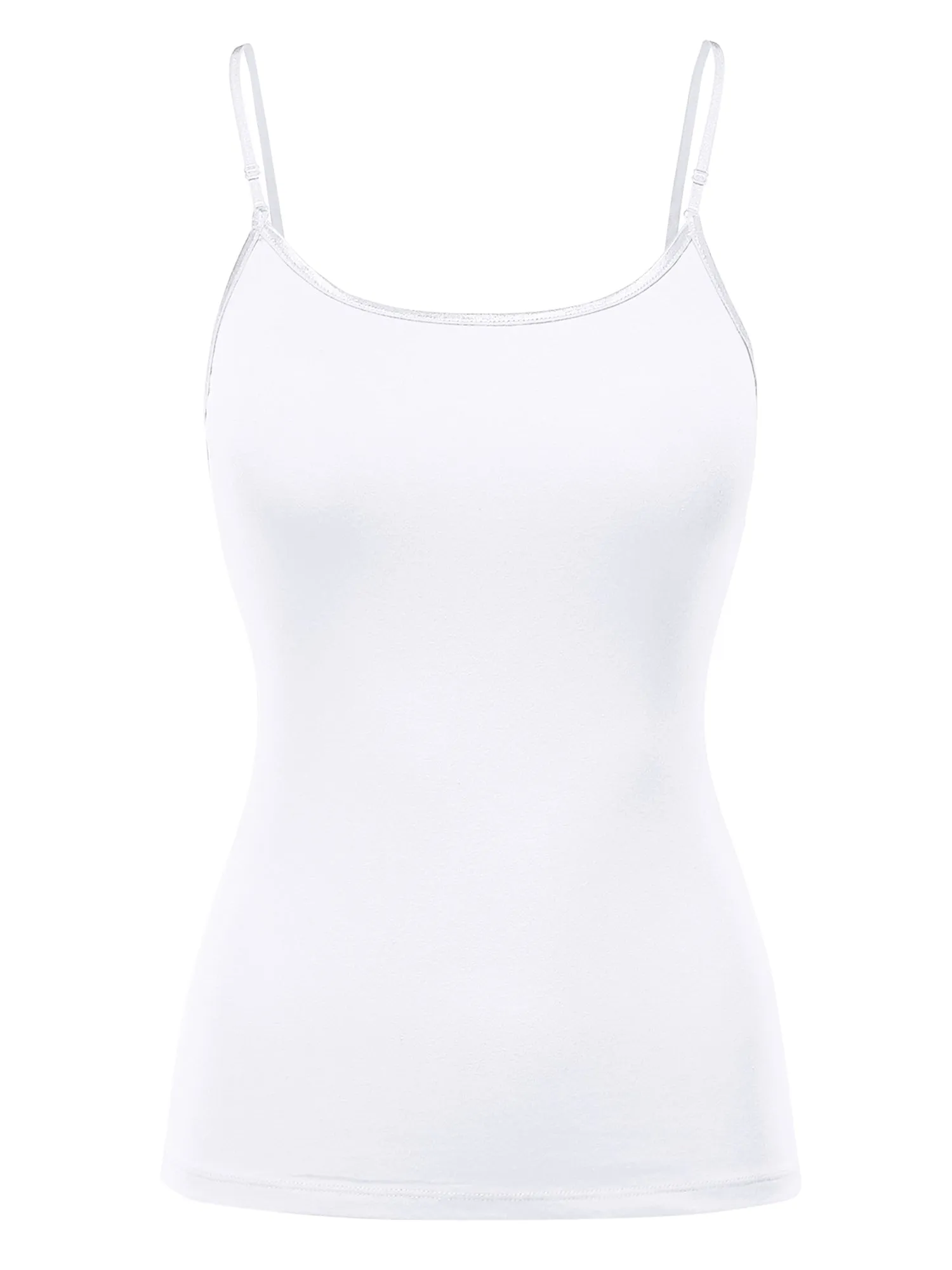 Women's Basic Solid Camisole Adjustable Spaghetti Strap Top (FWT1008)